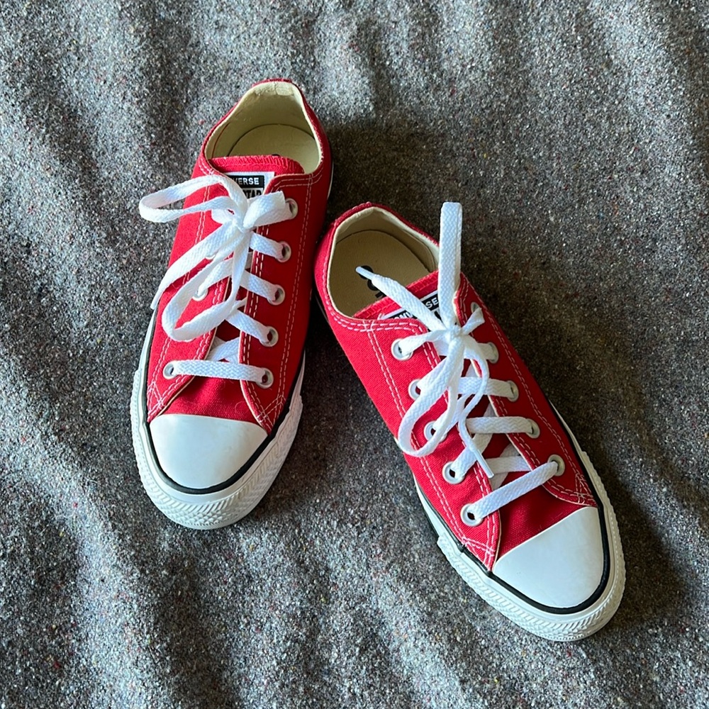 Red Converse All-Star Low Tops (Size 6)